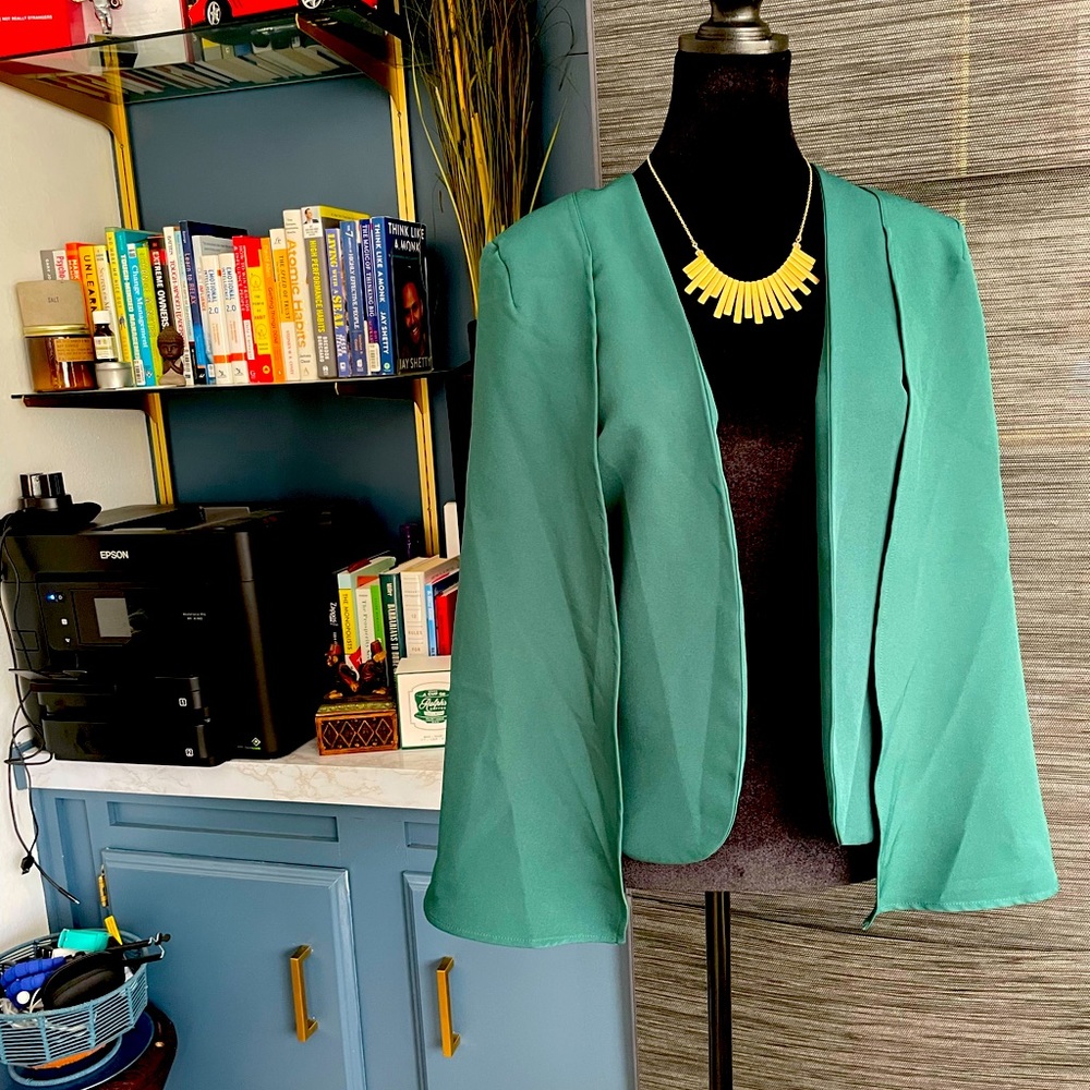 Shein Teal Cape Blazer Jacket